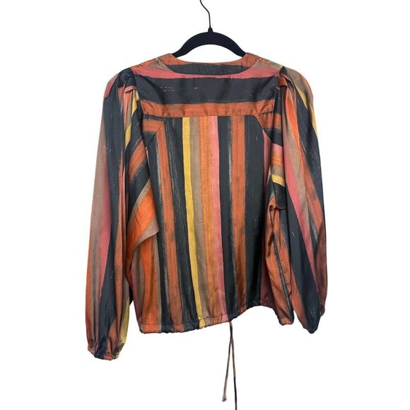 BURU Striped Satin Fall Blouse Sz. S - Picture 6 of 7